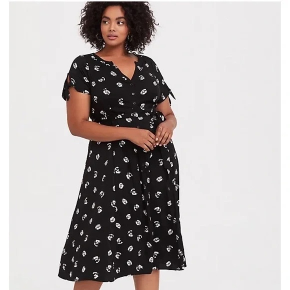 Torrid Black Midi Dress with old phone prints